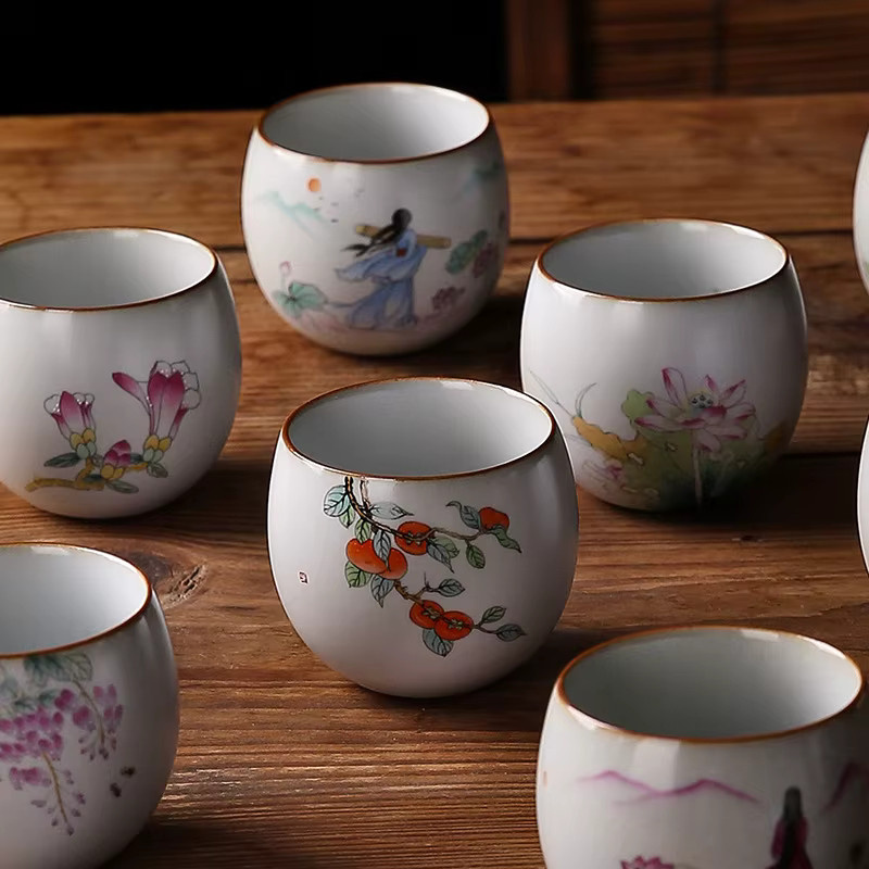 Keramische Teetasse im Ru-Ofen-Stil mit Knisterglasur in Weiß für Gongfu-Tee und Meditation - Bild 2