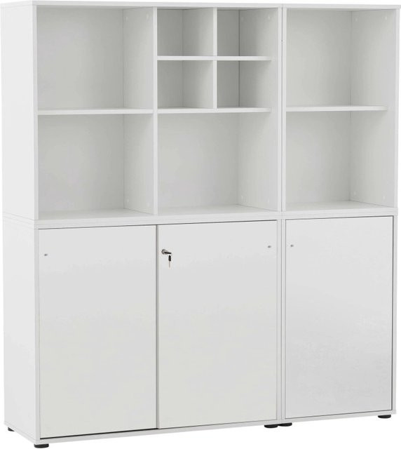 PROREGAL Pigeon Set Möbelpartner Aktenregal und Aktenschrank mit Regalkreuz in Weiß und Eiche - Bild 1