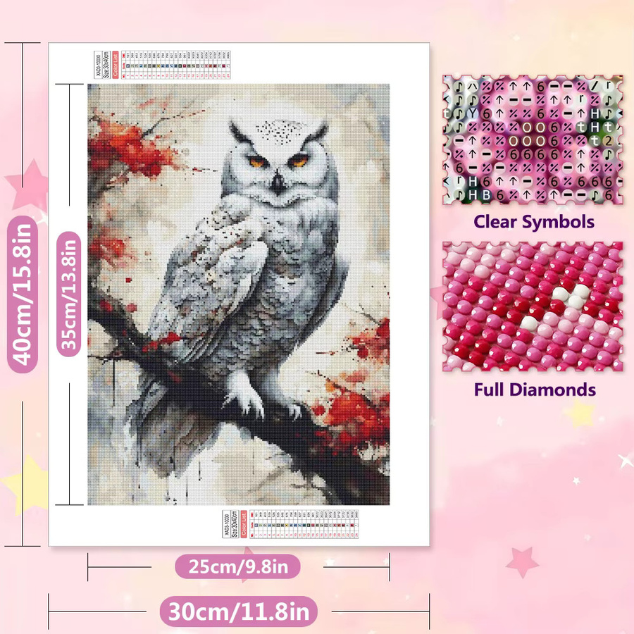EverShine 5D-Diamantgemälde Schneeaule DIY-Mosaik für Erwachsene und Anfänger, Mehrfarbig, B/H: 30,0 x 30,0 cm - Bild 2