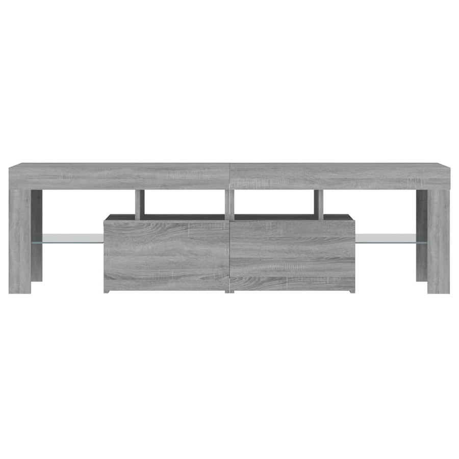 vidaXL TV-Schrank modern mit LED-Beleuchtung in Grau Sonoma-Eiche, B/T/H: 140 x 36,5 x 40 cm - Bild 4