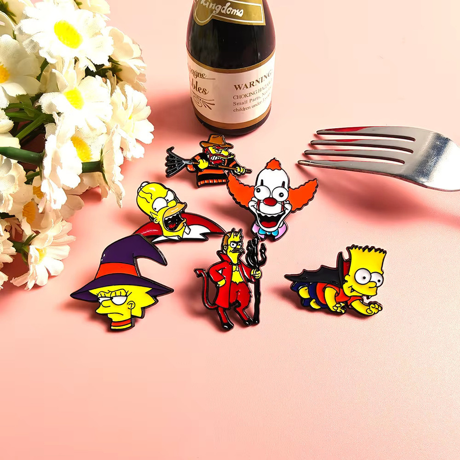 The Simpsons Pin-Set, Emaille, Metall, Bunt, Unisex - Bild 3