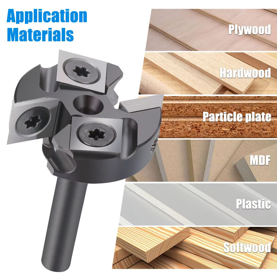 XCAN 2-schneidiger Holzhobel-Bit mit 1/4 Zoll Schaft, Hartmetallplatte als Oberflächenfräser und CNC Spoilboard Abflachungsfräser - Bild 4