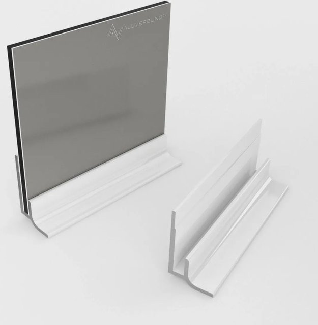 Aluverbund24 Sockelprofil für Alu Verbundplatte aus Aluminium in Weiß RAL9016, Länge: 100 cm - Bild 1