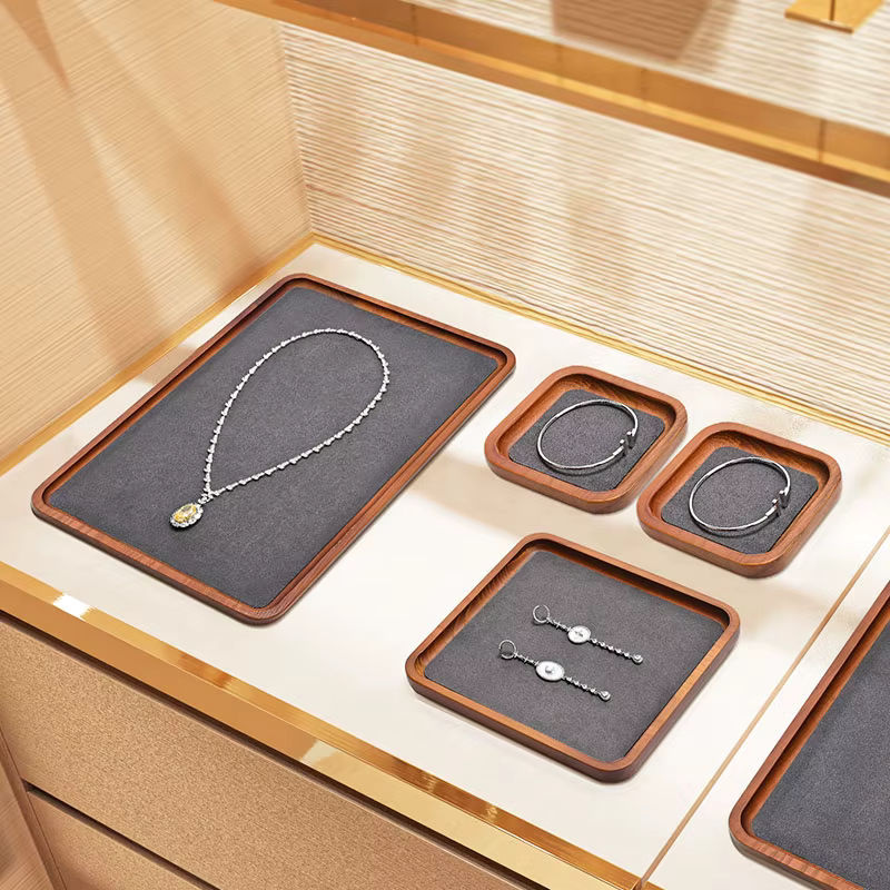 Ciyye Schmuck-Display-Tablett aus Holz in Dunkelgrau zur Aufbewahrung von Armbändern, Halsketten und Ringen - Bild 3