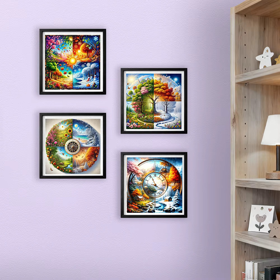 HUACAN 4er Set Diamond Painting Landschaftsmosaik mit runden Bohrern, Natur und Bäume als dekorative Wandkunst, Mehrfarbig - Bild 3