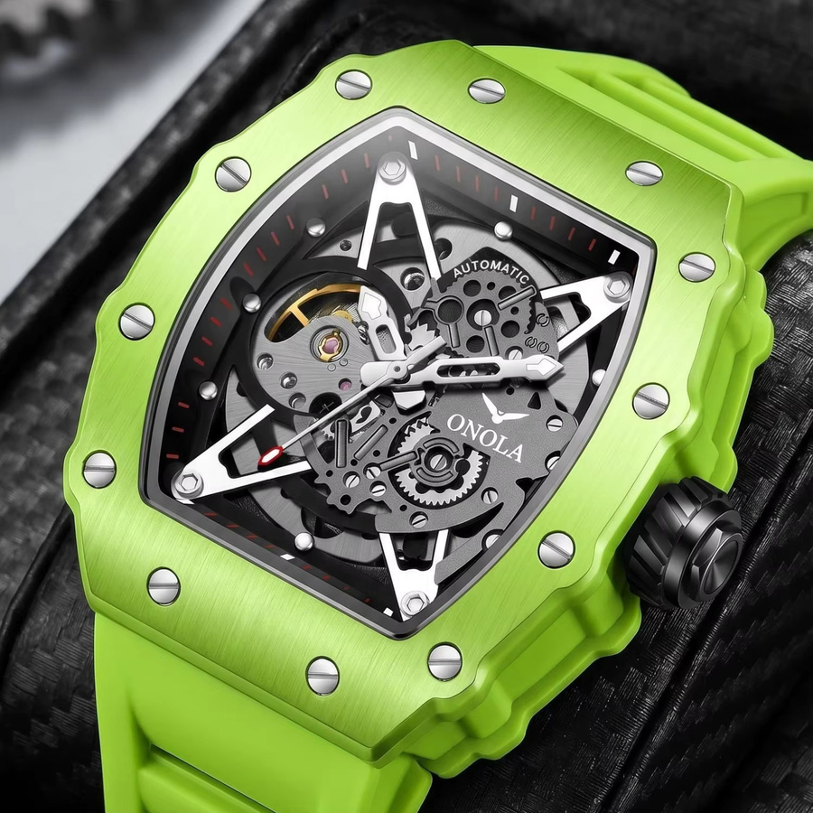 ONOLA Armbanduhr Automatik, Silikon, Schwarz, Herren - Bild 2