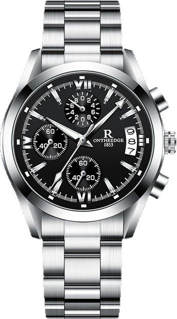 ONTHEEDGE Armbanduhr Edelstahl, Analoguhr, Schwarz, Herren - Bild 1