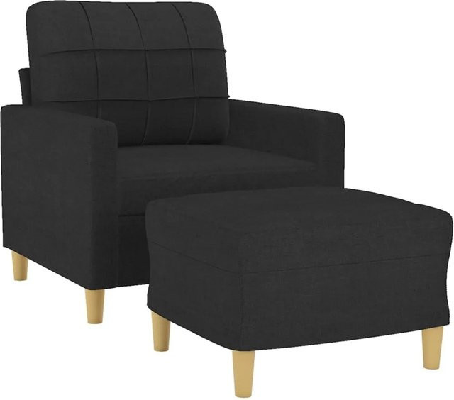 vidaXL Sessel mit Hocker in Schwarz aus Stoff mit Armlehnen und modernem Design - Bild 1