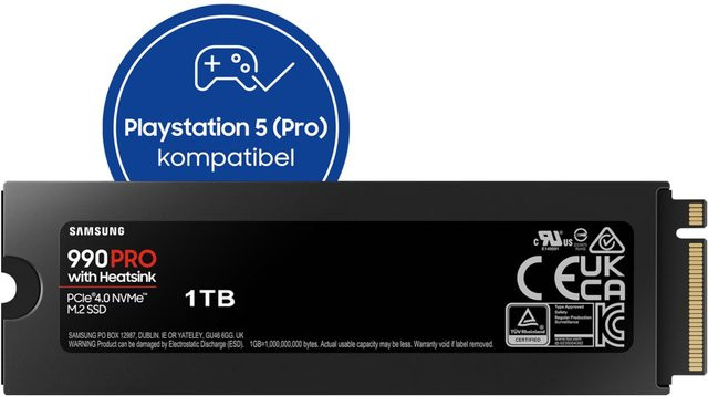 Samsung 990 PRO NVMe M.2 SSD 1TB mit Kühlkörper, Schwarz - Bild 2