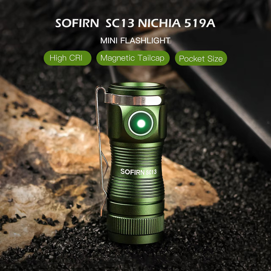 Sofirn Mini SC13 SST40 LED Taschenlampe in Schwarz mit 1300 lm, 6000 K Kaltweiß, wiederaufladbar mit Magnet und Schlüsselanhänger-Funktion - Bild 2