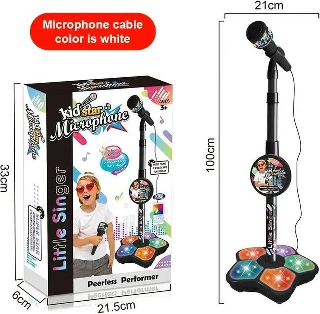 PRELEXT Kinder Mikrofonständer Spielzeug, Karaoke Maschine, schwarz, ab 3 Jahre - Bild 1