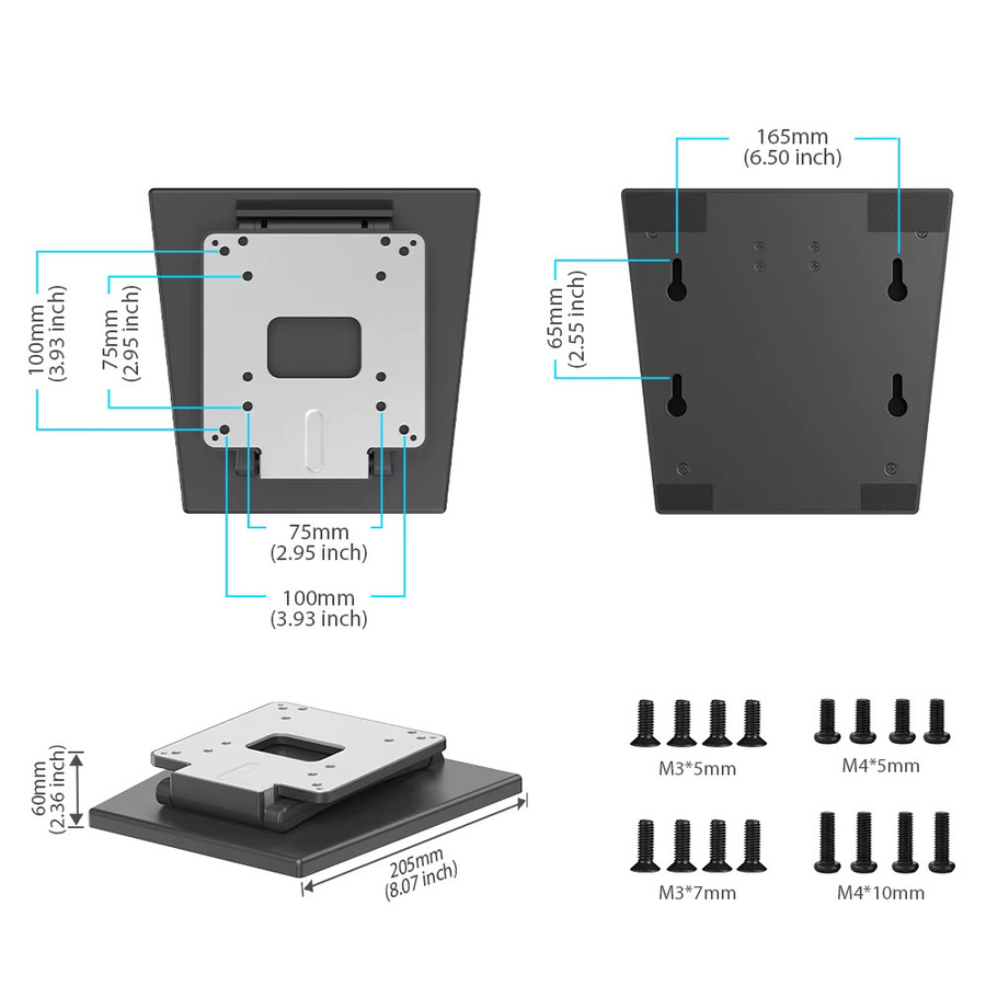 UPERFECT Tragbarer Monitorständer aus Metall in Schwarz mit klappbarer VESA-Halterung für 15 bis 22 Zoll Displays, VESA-Standard: 75 x 75 mm und 100 x 100 mm - Bild 2