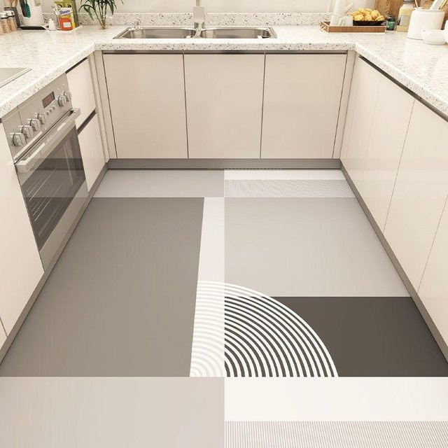 Karpetti Flächenteppich aus Polypropylen, grau, geometrisches Design, wasserdicht und rutschfest, B/T: 50 x 160 cm - Bild 1