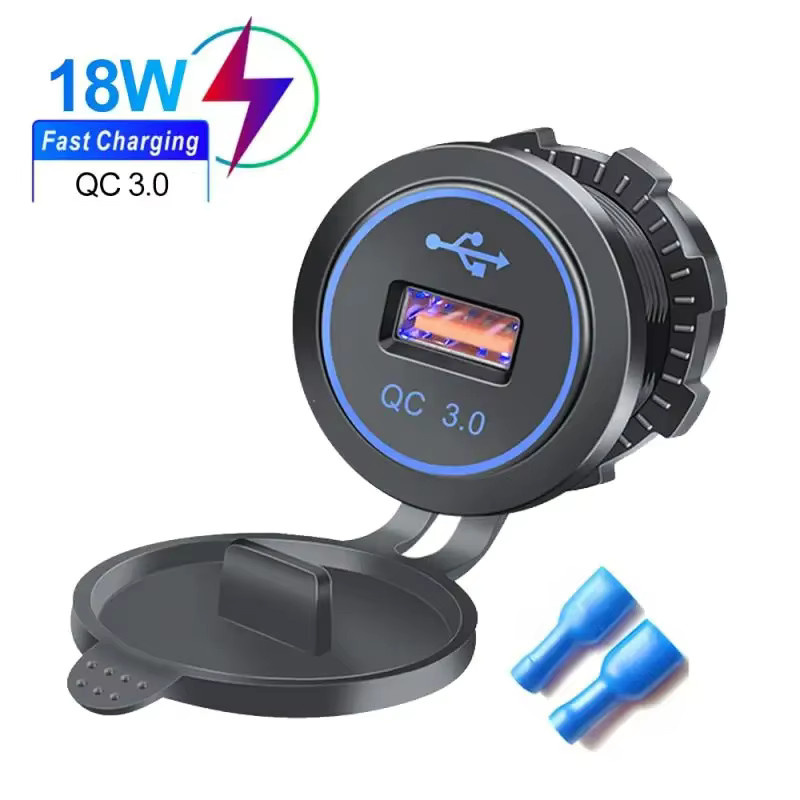 Kankeirr USB-C Autoladegerät mit QC3.0 Schnellladung, 18W USB-C Steckdose für Auto, LKW, Motorrad und Boot, Schwarz - Bild 7