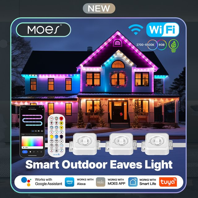 MOES Tuya WiFi Smart LED Lichterkette für Außen, IP67 Wasserdicht, RGB Multicolour mit RF Fernbedienung, kompatibel mit Alexa und Google Assistant - Bild 1