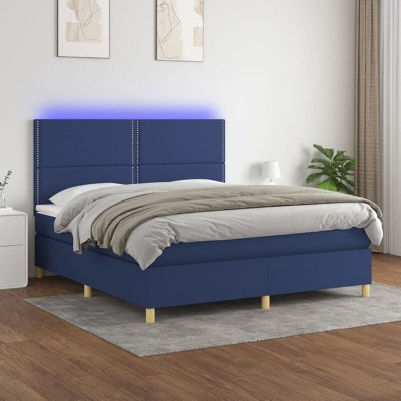 Vidaxl Boxspringbett mit Matratze in Blau aus Stoff, B/T/H: 180 x 200 x 118 cm - Bild 1