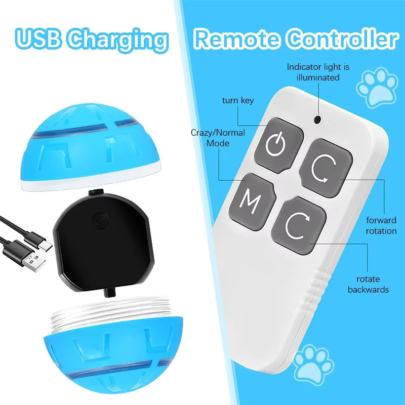 YUBAI Elektrischer Spielball für Haustiere, mit Fernbedienung, USB-aufladbar - Bild 2