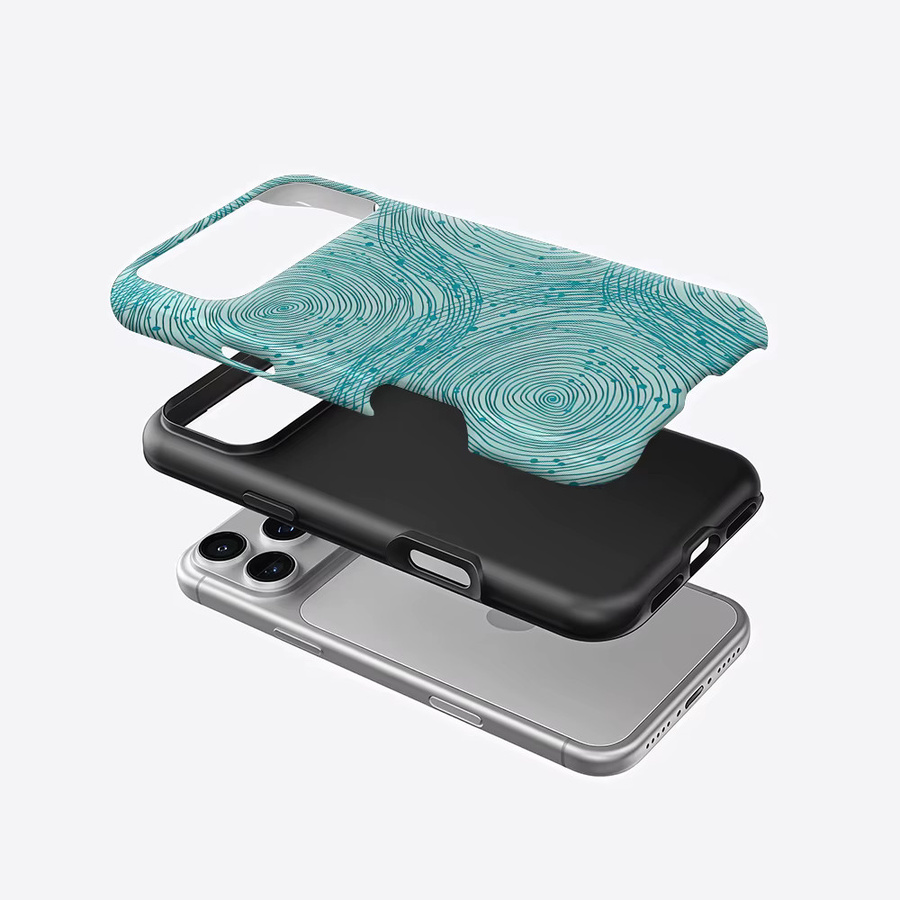 Potdemiel Aurea Case Matte Bumper MagSafe kompatible iPhone Hülle mit türkiser Wellenstruktur - Bild 2