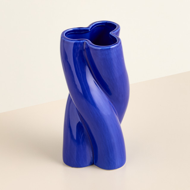 BLUME2000 Keramik Vase Organisch in Blau für den Tisch - Bild 1