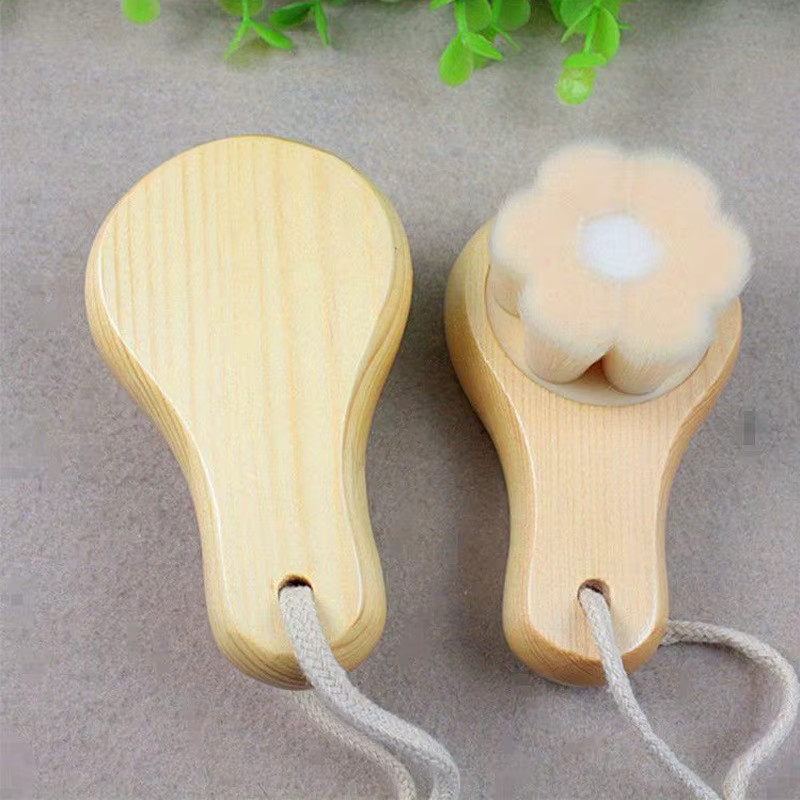 Gesichtsreinigungsbürste aus Naturholz, Beige, für empfindliche Haut - Bild 2