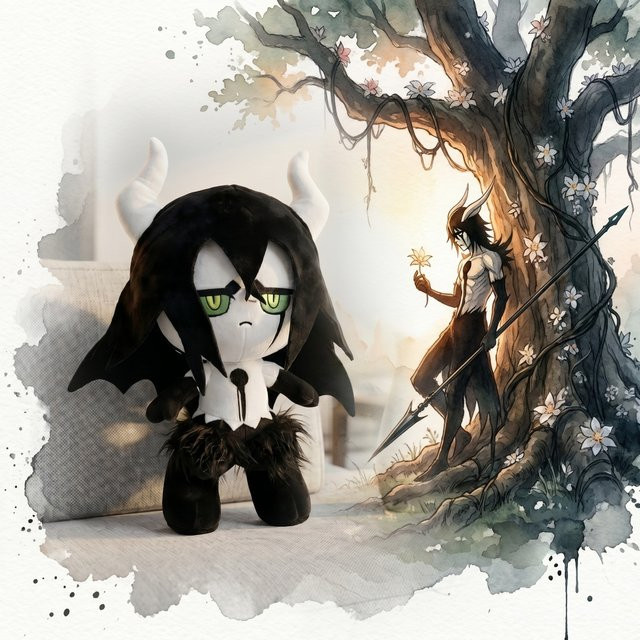 Bandai Bleach Ulquiorra Cifer Plüschtier Puppe, 25cm, Schwarz - Bild 1