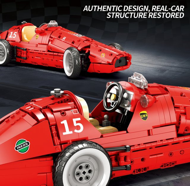 Technische Retro Formel 500 Racing Auto Bausteine, Rot, 1809 Teile - Bild 1