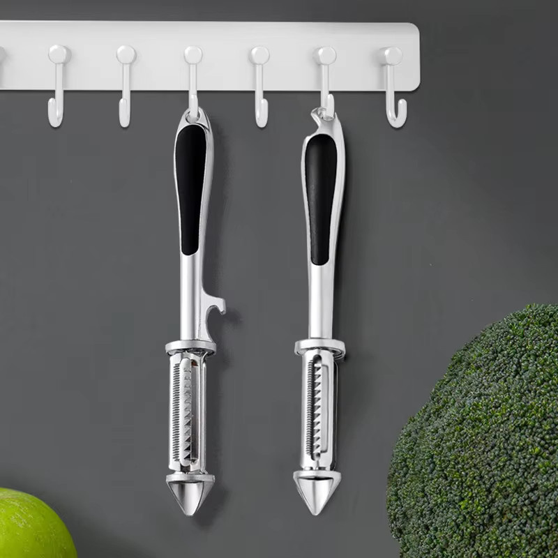 Multifunktionaler 5-in-1 Obst und Gemüse Schäler mit Reibefunktion aus Zinklegierung und Edelstahl in Silber - Bild 5