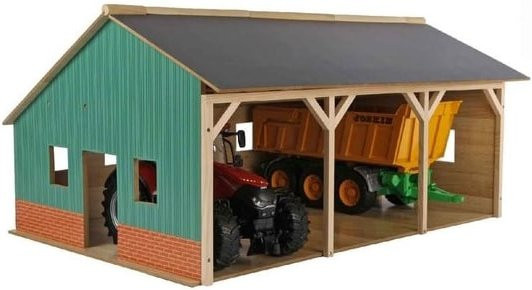 Kids Globe Schuppen für Traktoren + Anhänger 1:16 Bauernhof Scheune Holz - Bild 1