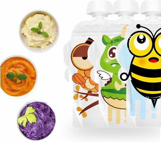 XUNYI 8er Set wiederverwendbare Beutel zum Nachfüllen mit Schraubverschluss für Kleinkinder, 150 ml pro Stück - Bild 1