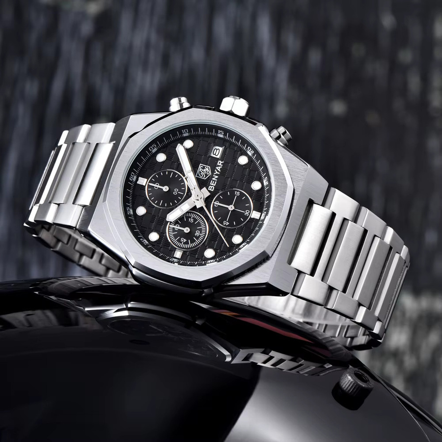 BENYAR Chronograph, Quarz, Edelstahl, Grün, Herren - Bild 4