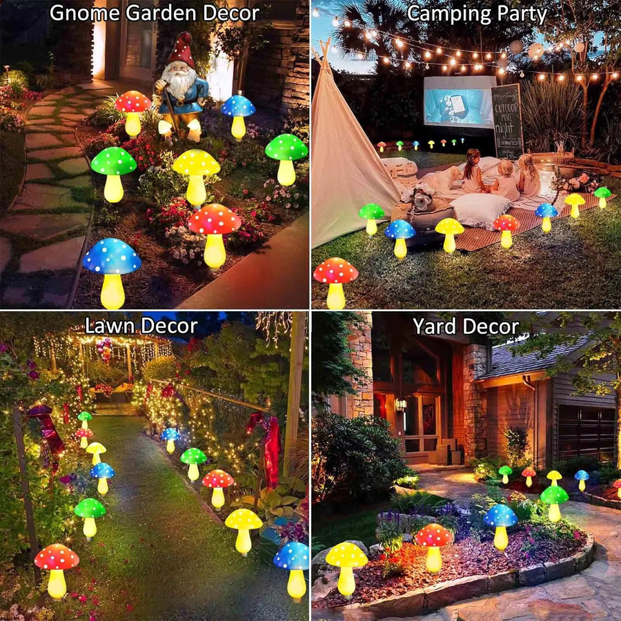 Peach Forest 8er Set Solar Pilzlichter für den Außenbereich mit 8 Beleuchtungsmodi zur Dekoration von Garten, Rasen und Terrasse - Bild 6