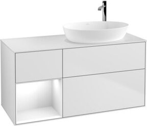 V&B Waschtischunterschrank Finion mit Wandbeleuchtung in Weiß lackiert, Breite: 120 cm, Tiefe: 50,1 cm, Höhe: 50,1 cm - Bild 1