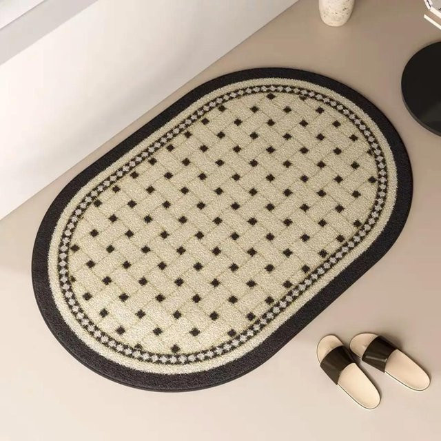 Saugfähige Badezimmerfußmatte aus Polyester im Kaschmir-Look, rutschfest, Breite: 40 cm, Tiefe: 60 cm - Bild 1