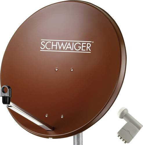 Schwaiger SAT-Anlage mit 80 cm Schüssel und Quad-LNB für 4 Teilnehmer in Ziegel-Rot - Bild 1