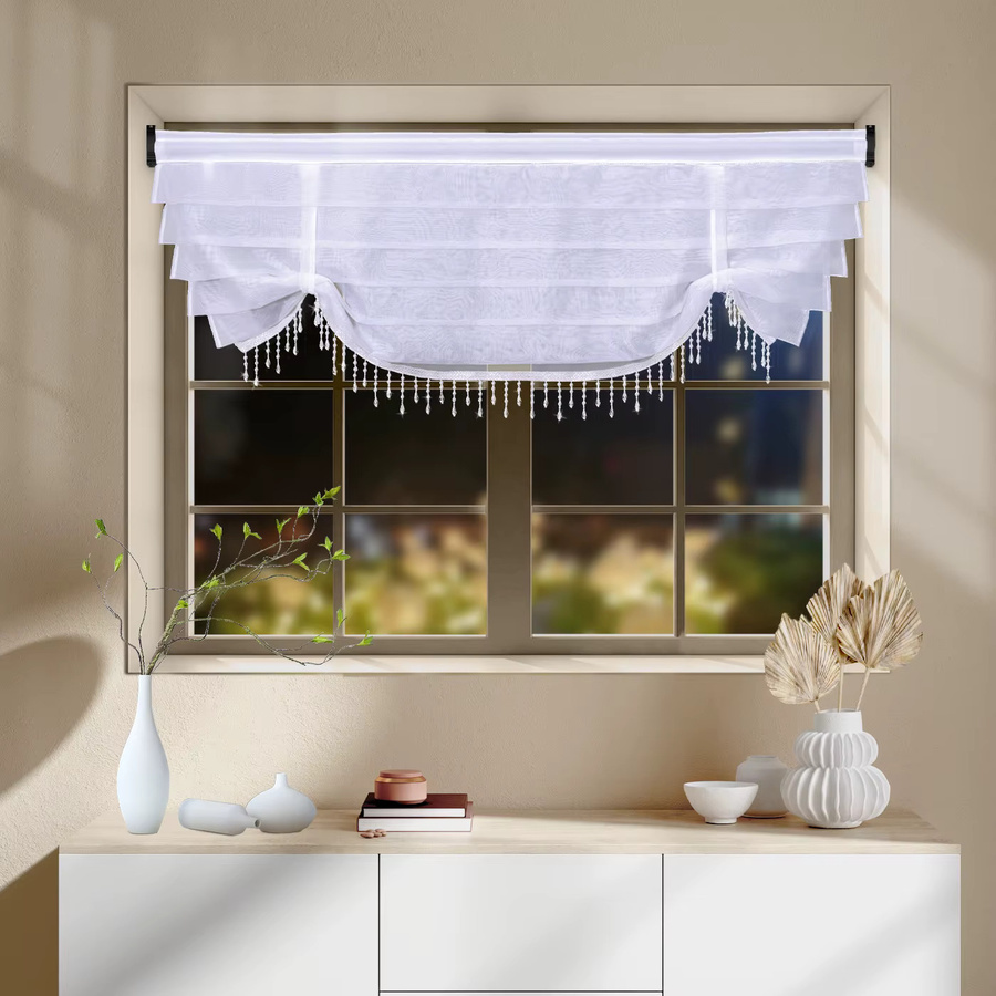 FLYINGCURTAINS Retro Vorhang mit Perlen aus Polyester in Weiß für Café und Küche - Bild 3