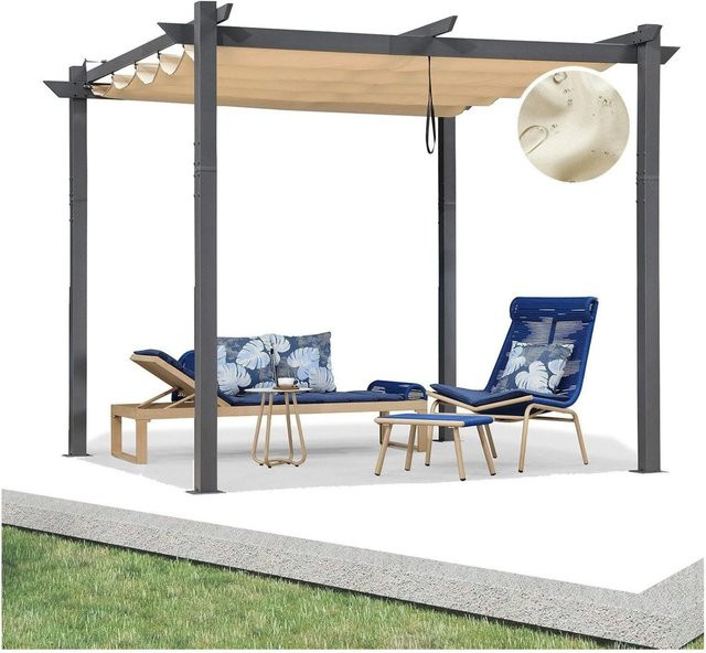 Purple Leaf Pergola Pavillon aus Aluminium mit Schiebedach in Grau, B/T/H: 300 x 300 x 300 cm - Bild 1