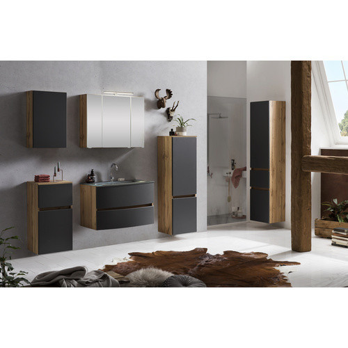 HELD MÖBEL Waschtisch-Set KOPENHAGEN, 5-teilig, grau, modern mit LED-Beleuchtung und Soft-Close-Türen - Bild 2