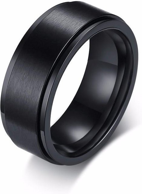 Lucky Star Jewelry Spinnerring Edelstahl, Schwarz-Weiß, Zirkonia, Herren - Bild 1