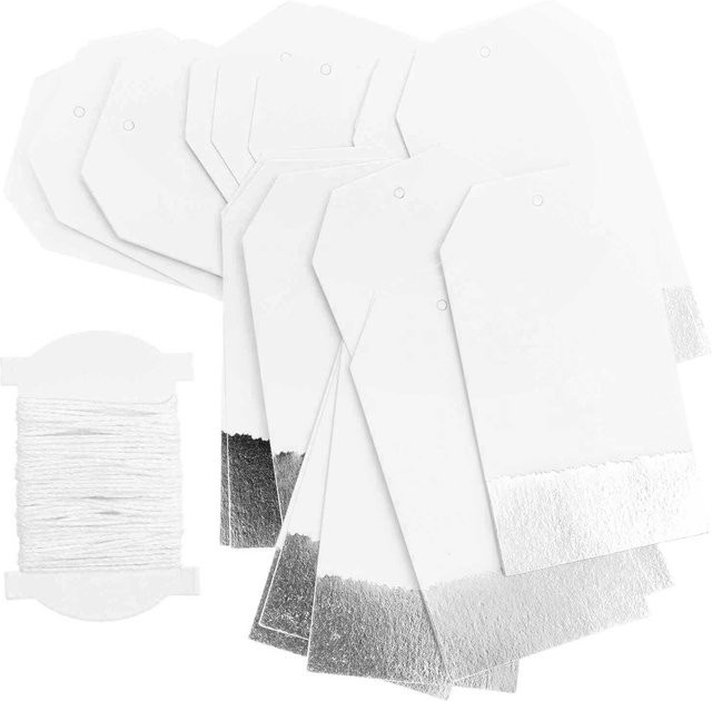 Rico Design Paper Poetry Papieranhänger Weiß-Silber, 24 Stück, B: 4,5 cm, H: 8,0 cm - Bild 1