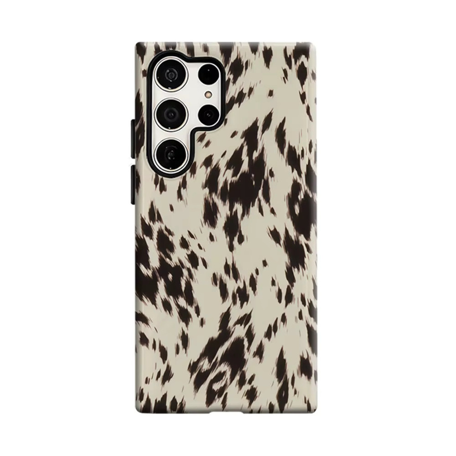 Aurbe Handyhülle für Samsung Galaxy S26 S25 S24 S23 Ultra Plus HD Hartschale in Schwarz und Creme Gesprenkelt Muster Doppelschicht-Folienhülle - Bild 7