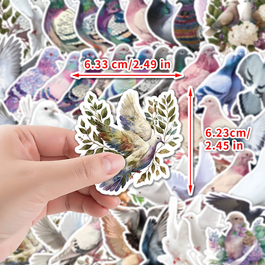 50 Stück GOGOTU Friedenstauben-Aufkleber in Multicolor als DIY-Dekoration und Graffiti-Sticker-Set für Kinder - Bild 3