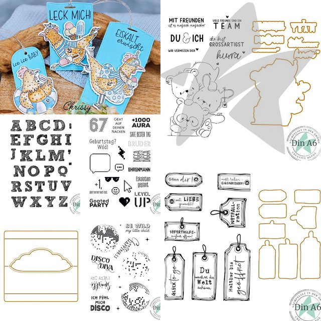 Metall-Stanzformen Hasen und Schweine in Silber für Scrapbook, Tagebuch und DIY-Grußkarten - Bild 1