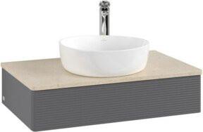V&B Waschtischunterschrank Antao mit Frontstruktur und Beleuchtung, lackiert, B/T/H: 80 x 50 x 19 cm - Bild 1