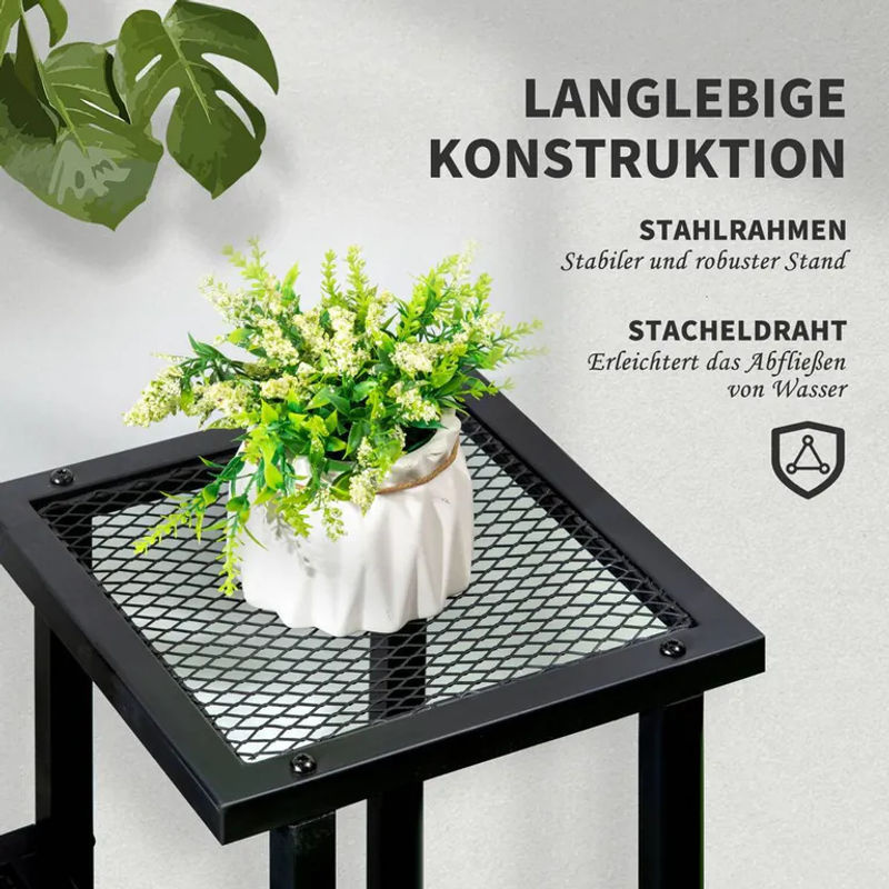 Outsunny Pflanzenregal aus Metall mit 4 Stufen in Schwarz, B/T/H: 91 x 25 x 83 cm - Bild 5