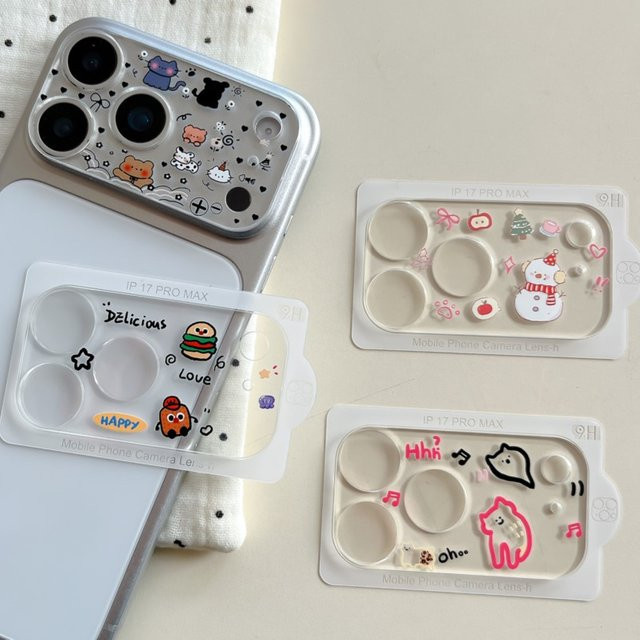 Objektivschutz mit Cartoon-Tier-Design für iPhone 17 Pro und iPhone 17 Pro Max in Transparent - Bild 1
