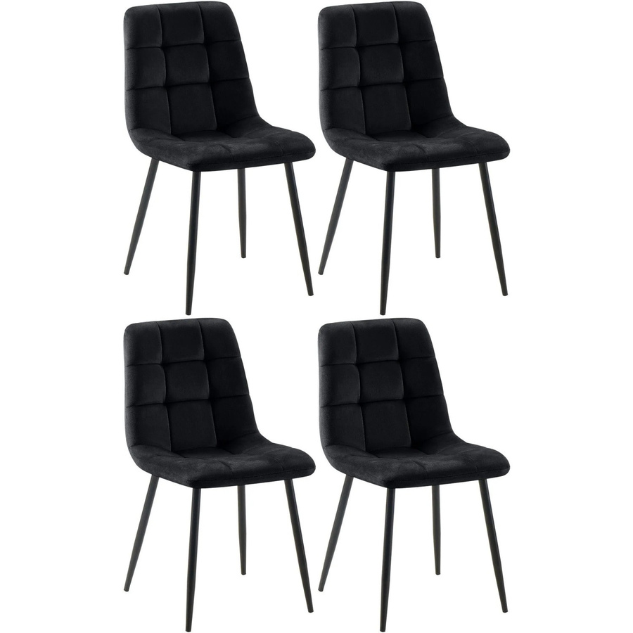 4er Set Esszimmerstühle DELUKE FIGAD aus Samt in Schwarz mit Steppmuster, B/T/H: 45 x 55 x 84 cm - Bild 2