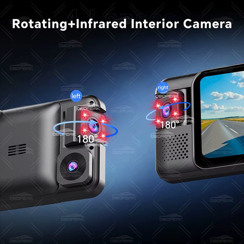 OBDPEAK 4CH 11 Zoll Rückspiegel Dash Cam mit 4K Auflösung, ADAS, BSD und WiFi in Schwarz - Bild 3