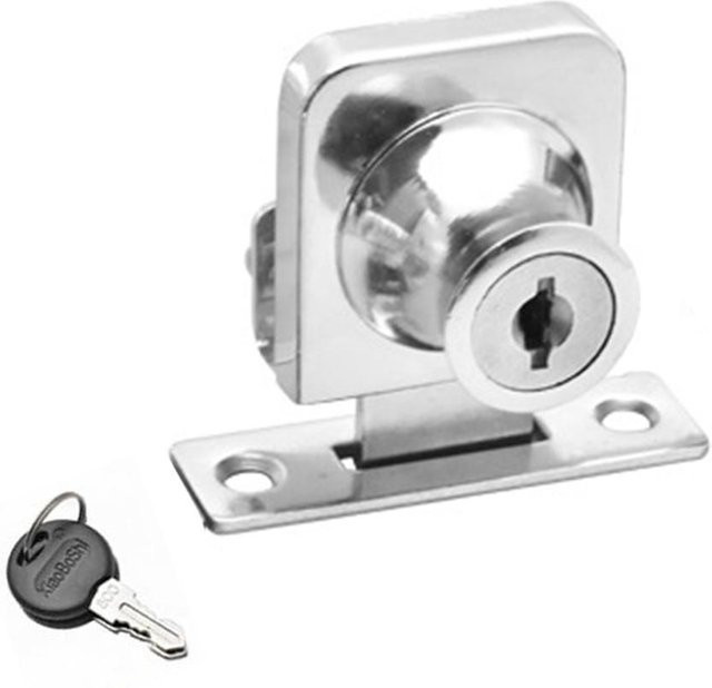 Türschloss-Set für Weinschrank und Vitrine aus Zinklegierung für 5-8mm Glas, Einzel- oder Doppeltüren, in Schwarz oder Silber - Bild 1
