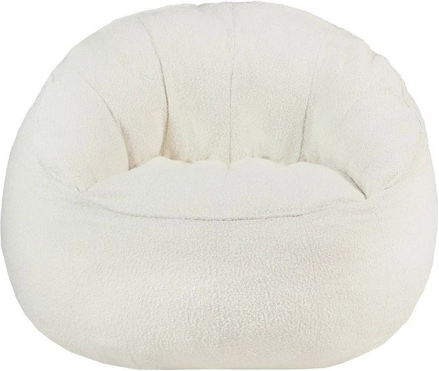 Vente-unique Muschelsessel Fonado mit gerader Rückenlehne aus Bouclé-Stoff in Beige und Weiß, Breite: 80 cm - Bild 1