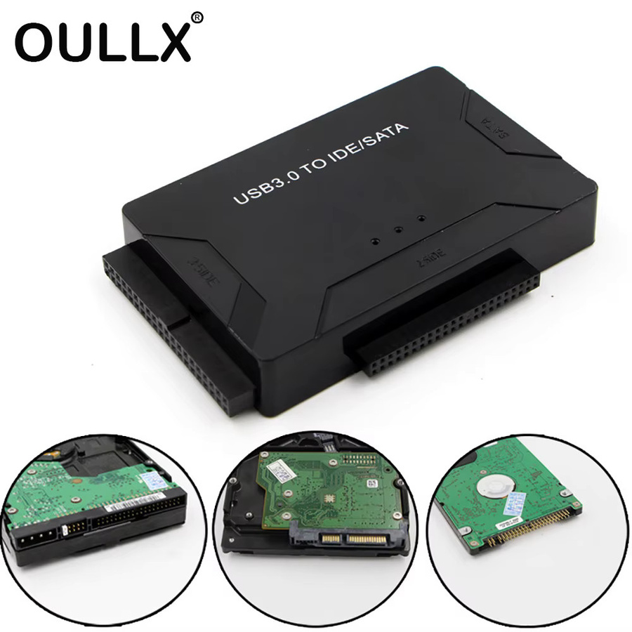 OULLX USB 3.0 zu SATA IDE ATA Adapter für 2,5 Zoll und 3,5 Zoll HDD Festplatten und SSD, externer Datenübertragungskonverter in Schwarz - Bild 2